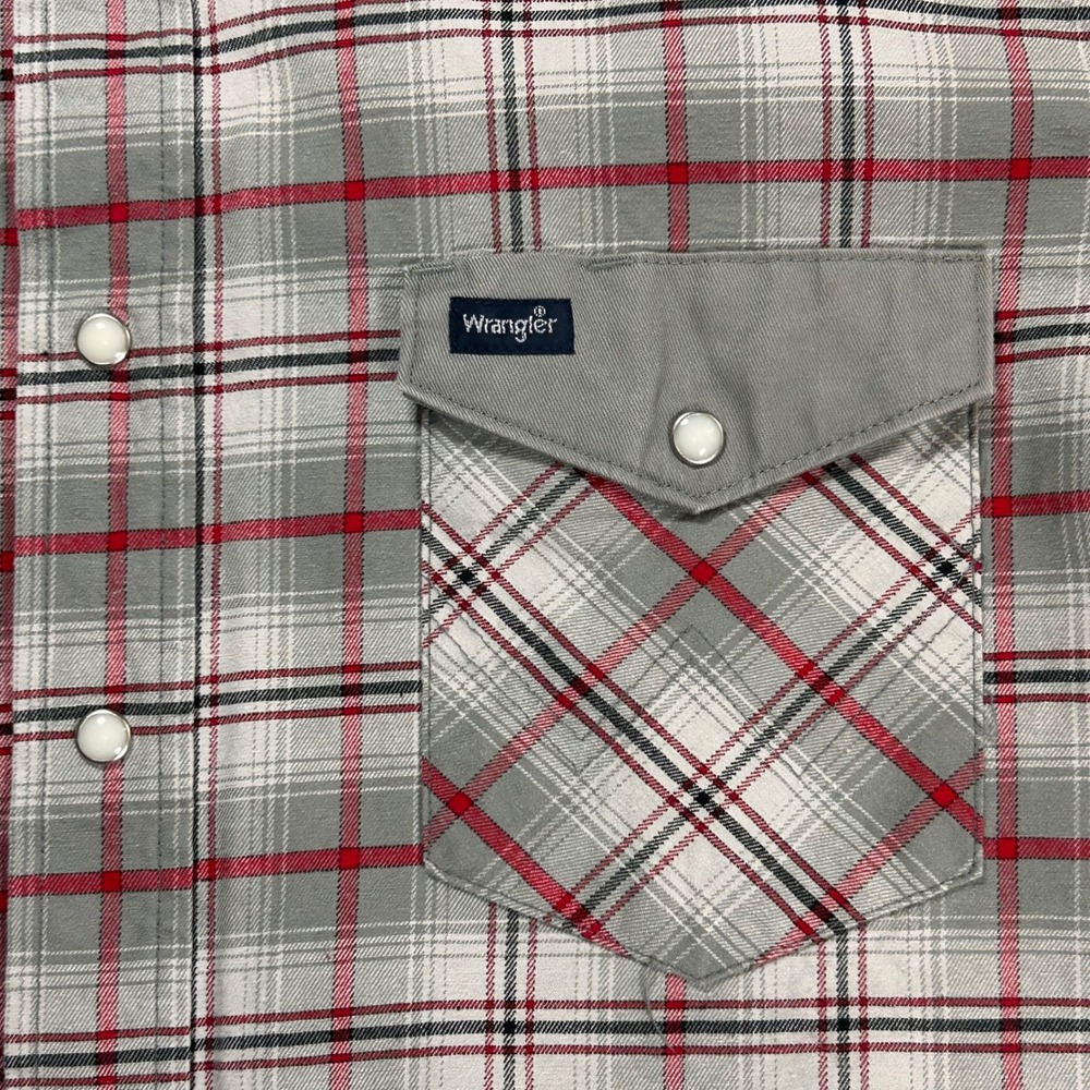 Wrangler Mens XL Western Brushpopper Pearl Snap Plaid Long Sleeve Cotton - Picture 9 of 10